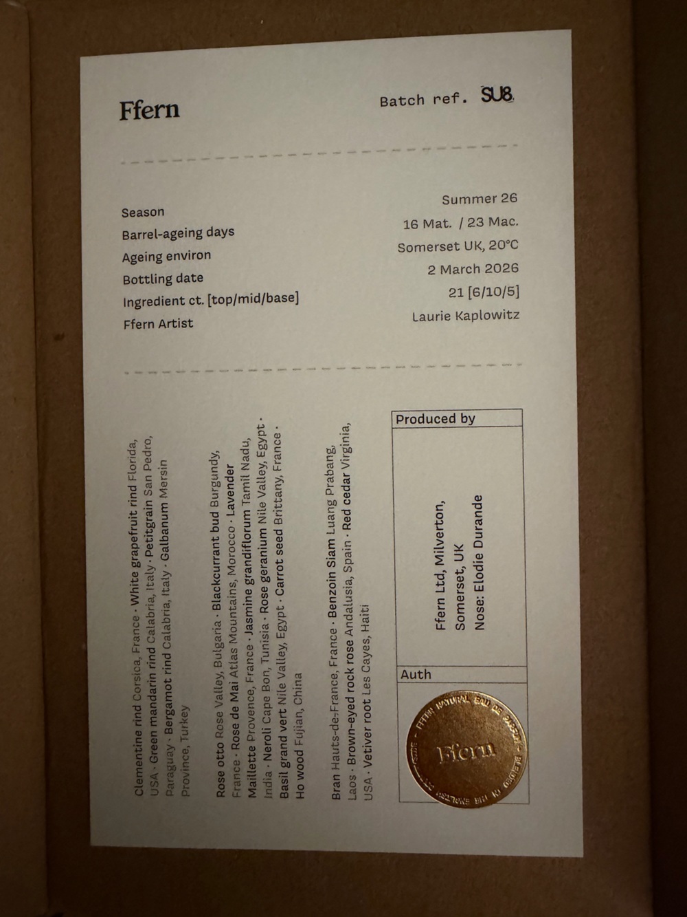 Ffern Summer 2026 Miniature Perfume 9ml, .30ounces